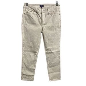 NYDJ 4P Beige Polka Dot Ankle Jeans‎ Stretch Skinny Denim Made in USA